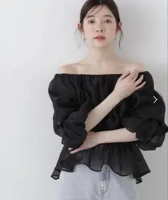 オフショルダー ブラウス ブラック 半袖のサムネイル