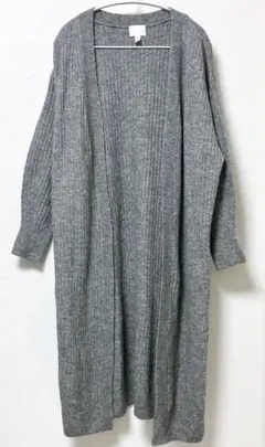 H&M 美品✨グレー ロングニットカーディガン ボリューム袖 オーバーサイズ L