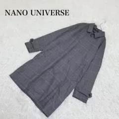 ナノユニバース ステンカラーコート チェック柄 シングルボタン M