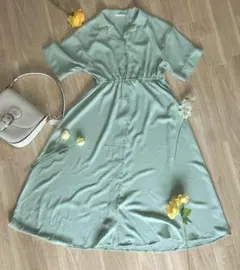 ミントグリーン ロングワンピース