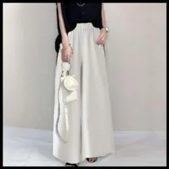 ワイドパンツ　ハイウエスト　美シルエット　ガウチョパンツ　キレイめ　とろみ　通勤