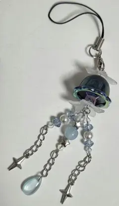 くらげ ビーズキーホルダー ハンドメイド