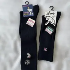 スヌーピー靴下 22-26cm 紺色