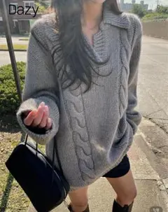 SHEIN 完売　DAZY ケーブルニットドロップショルダーセーター