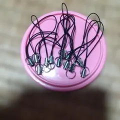 新品未使用　[12本]ストラップ紐[黒×銀]