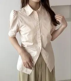 パフスリーブ 半袖シャツ ブラウスウエストタックシャツのサムネイル