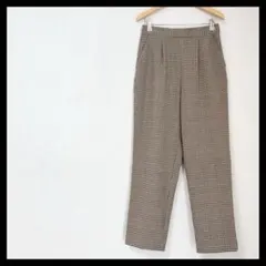 【美品】テーパードパンツ ワイドパンツ タックパンツ チェック ベージュ L