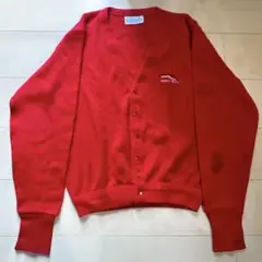 70sヴィンテージUSA製古着 ピカリング カーディガン 赤 USA製