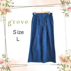 grove グローヴ デニム ワイドパンツ ダークブルー Lサイズ
