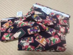 和風絵柄の生地はぎれセット　3セット　花札柄