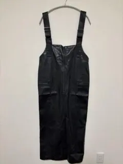 JEANASIS ブラックサロペット 合成皮革