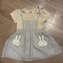 petit mainプティマイン　ワンピース　ミッフィー グレー