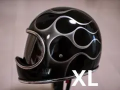 XLミニモト MTXタイプ ビンテージ ヘルメット シルバー黒フレア2