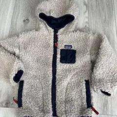 patagonia キッズ　フリースジャケット 110㎝　クリーム/ネイビー