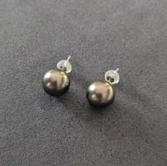 オーロラピーコック 黒蝶真珠 ピアス 10.9mm Pt900 真科研 - メルカリ