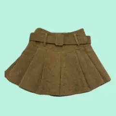SHEIN ブラウン コーデュロイ プリーツスカート ベルト付き S