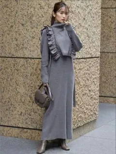 SNIDEL フリルベストレイヤードニットワンピース