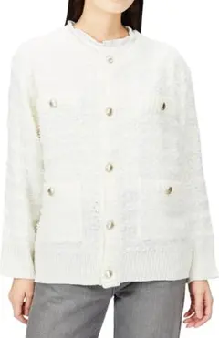 ROPÉ PICNIC リボンヤーンニットツイードカーディガン