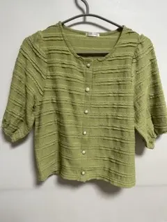 COLZA グリーン 半袖カーディガン Sサイズ