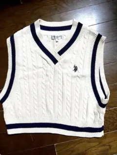 POLO ラルフローレン　ベージュ ニットベスト ケーブル編サイズM
