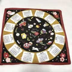 綿100%2008年 ハンカチカレンダー 和柄お弁当包み布インテリアタペストリー