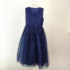 ネイビー 刺繍入りフォーマルドレス　130