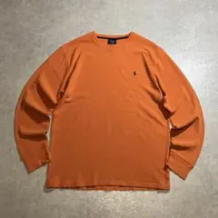 90s オールドラルフ ラルフローレン ワッフルサーマル ロンT オレンジ