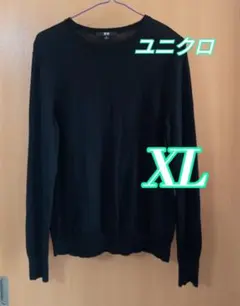 レディース 長袖トップス (XL) 薄手 セーター UNIQLO ブラック 黒色