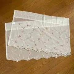 花柄刺繍レースカーテン クリーム色