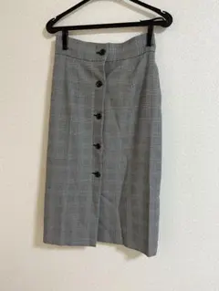 UNITED ARROWSグレー系チェック ボタン付きスカート