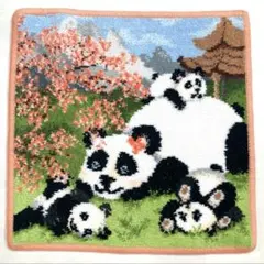 新品 未使用 フェイラー ハンカチ 25cm パンダ 桜 シュニール織り