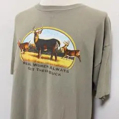 TULTEX 鹿 アニマルプリント Tシャツ 2XL カーキ ユルダボ E-15