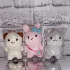 心配性うさぎのふわわん　 ぬいぐるみ　マスコット　3点セット