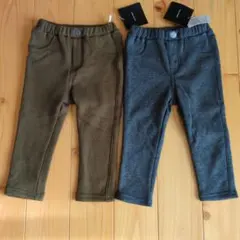 オリーブグリーンとグレーのパンツ90 2点セット