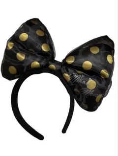ディズニー カチューシャ ミニー BIGリボン 水玉 黒 金 jk 最終価格