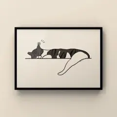 ★A4フレーム付き★オリジナル アートポスター STRAY CAT 猫