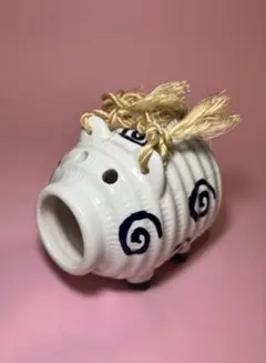 陶器製　ミニミニ蚊取りブタ　蚊遣豚（かやりぶた）蚊取り線香置き　昭和レトロ