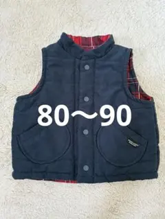 ネイビー 中綿ベスト チェック柄