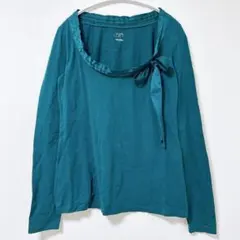LOFT 【S】ロフト カットソー リボン 長袖 緑 綿 オフィス パーティのサムネイル