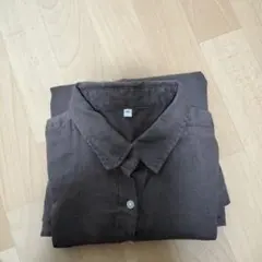 無印良品 麻100% 長袖シャツ 茶色のサムネイル