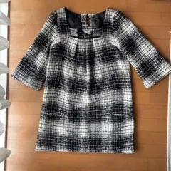 チェック柄 七分袖 ミニワンピース