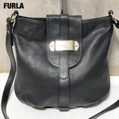 極美品 フルラ ショルダーバッグ フラップ イタリア製 レザー シボ革 金具