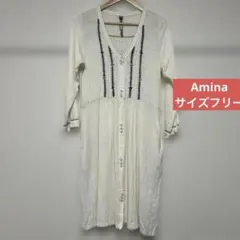 Amina サイズフリー 刺繍ワンピ チャイハネ
