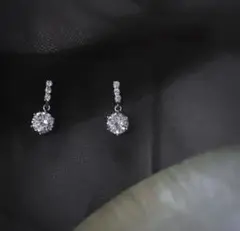 １粒クリスタルシルバー　ピアス