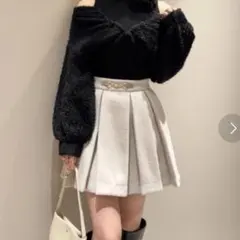 SNIDEL ボックスプリーツミニスカート アイボリー