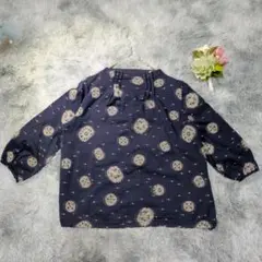 GIANNI GUIDICE ネイビー花柄 七分袖シャツ 36