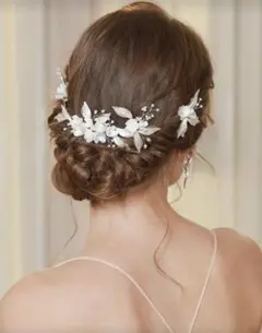 美品✨　新品　未使用　花柄　ヘアーピン　シルバー　 3点セット ピン　お出かけ