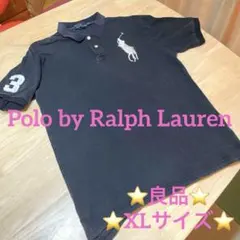⭐️良品⭐️定番⭐️ポロ バイ ラルフローレン⭐️半袖ポロシャツ⭐️黒⭐️ビッグポニー⭐️XL