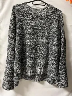 avanlily(アヴァンリリィ) 黒白ミックス ざっくり編み長袖セーター