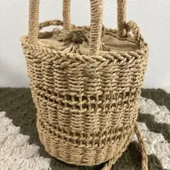 かごバッグ 2way 巾着ショルダーバッグ